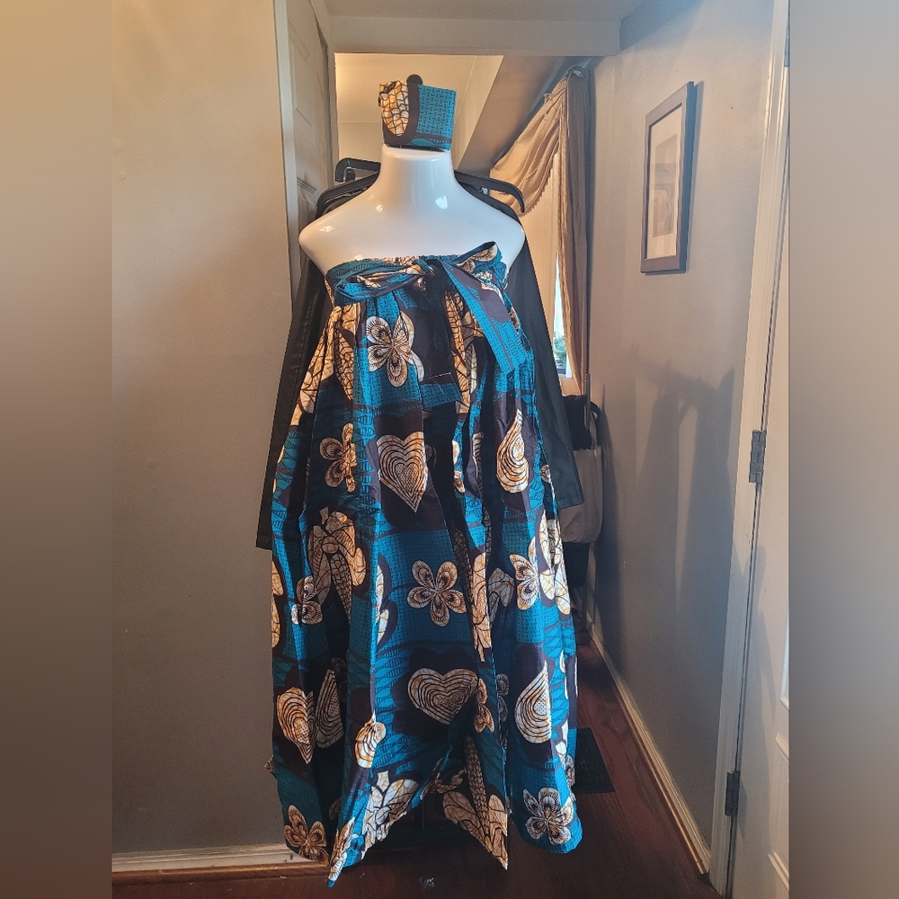 Elegant Blue and Gold Floral Skirt/Dress